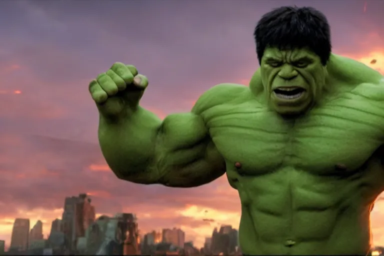 Image similar to film still of Lou Ferrigno as hulk in avengers infinity war, 4k