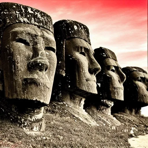 Catchy rap album cover featuring easter island statue with sunglasses