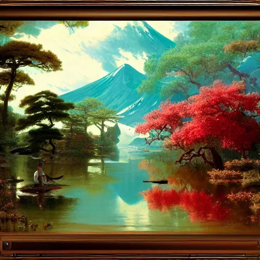 Prompt: a beautiful painting by japanese sharp avocet werk angle lily raisin aroma, by Albert Bierstadt and Ross Tran and Albert Bierstadt, rococo, pixel perfect, Marvel Comics