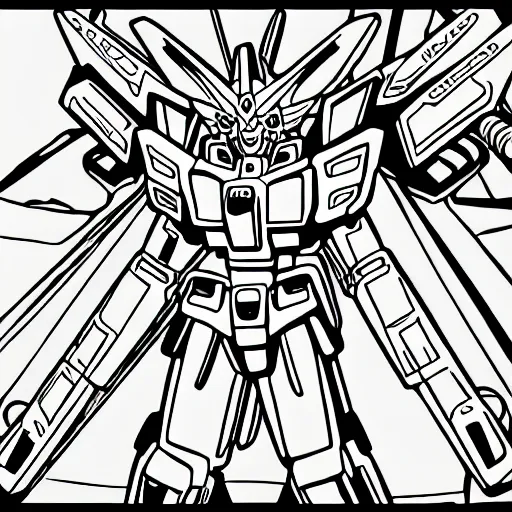 Prompt: Gundam coloring sheet.