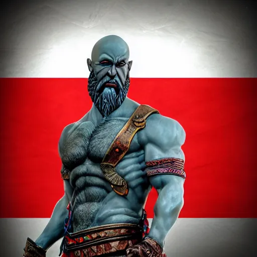 Prompt: kratos statue north korea style