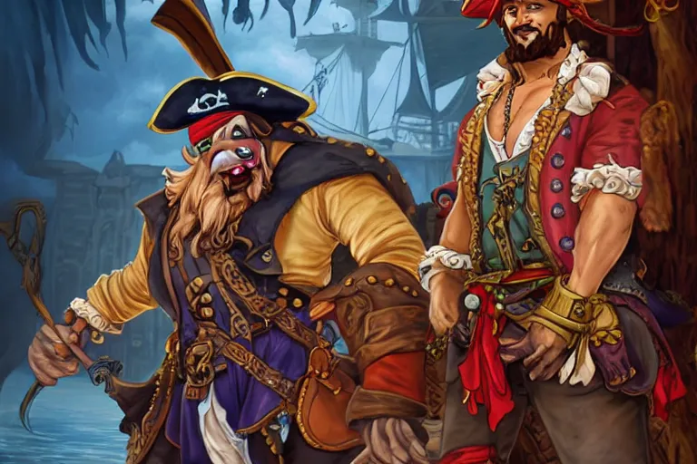 Prompt: Pirate LeChuck as Disney’s Jaffar, cute, fantasy, intricate, elegant, highly detailed, digital painting, 4k, HDR, concept art, smooth, sharp focus, illustration, art by artgerm and H R Giger and alphonse mucha