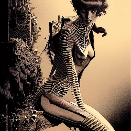 Image similar to portrait soft light, by frank mccarthy and joe fenton and bernie wrightson and conrad roset, inspired by james bond, etching, fine, sharp high detail,