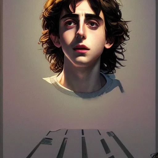 Image similar to timothee chalamet, realistic shaded perfect face, fine details. anime. realistic shaded lighting poster by ilya kuvshinov katsuhiro otomo ghost - in - the - shell, magali villeneuve, artgerm, jeremy lipkin and michael garmash and rob rey