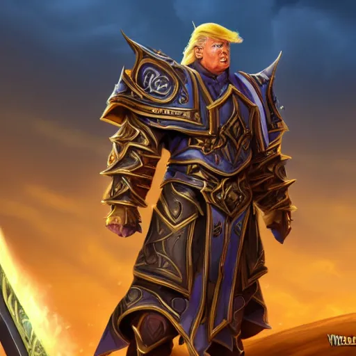 Prompt: Donald Trump as a paladin in World of Warcraft, 4k, high quality, beautiful!