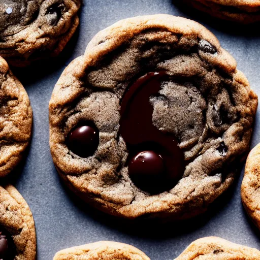 Prompt: the moon as a chocolate chip cookie, 4k food photograph