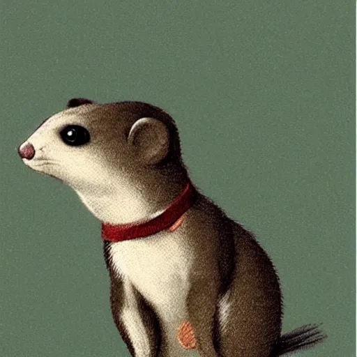 Image similar to an illustration of a jaunty ferret with a monocle