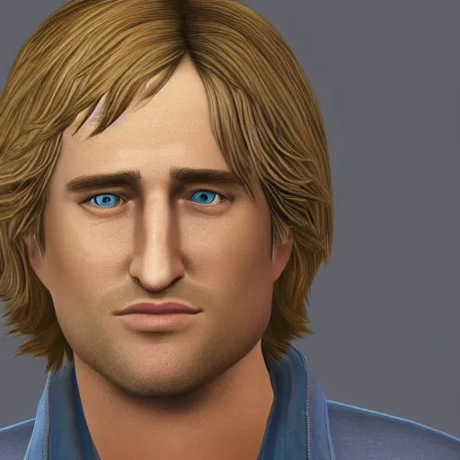 Prompt: a videogame still of Owen Wilson in The Sims 3, portrait, 40mm lens, shallow depth of field, close up, split lighting, cinematic