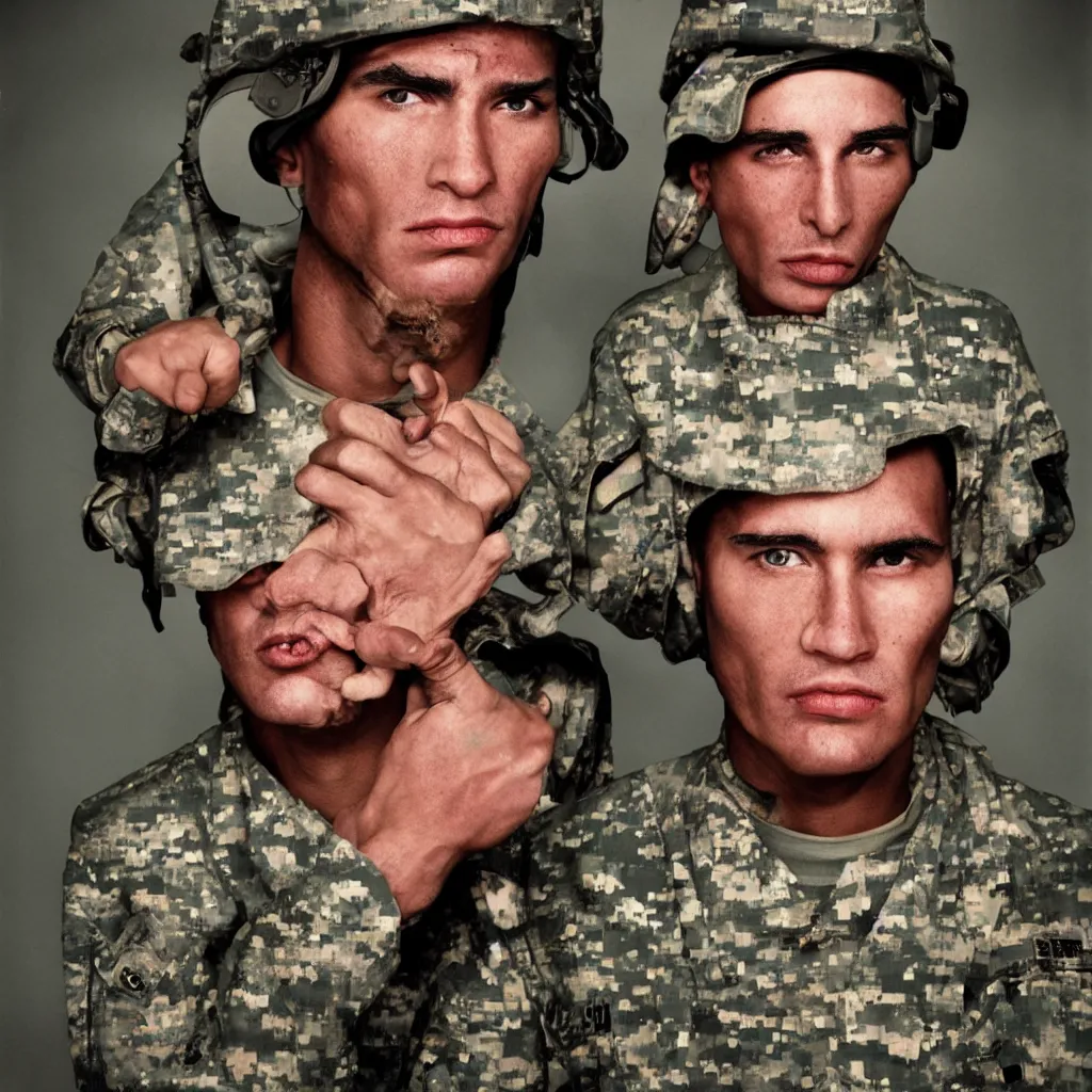 Prompt: us soldier by david lachapelle. face. portrait.