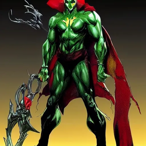 Image similar to spawn character design in the style of gabriele dell'otto