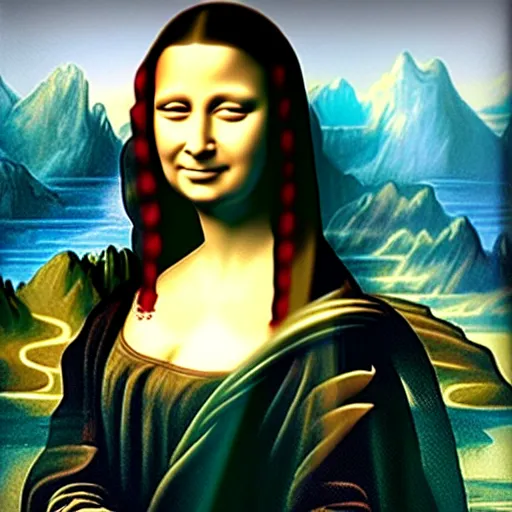 Image similar to Kim Kardashian dressed as the Mona Lisa