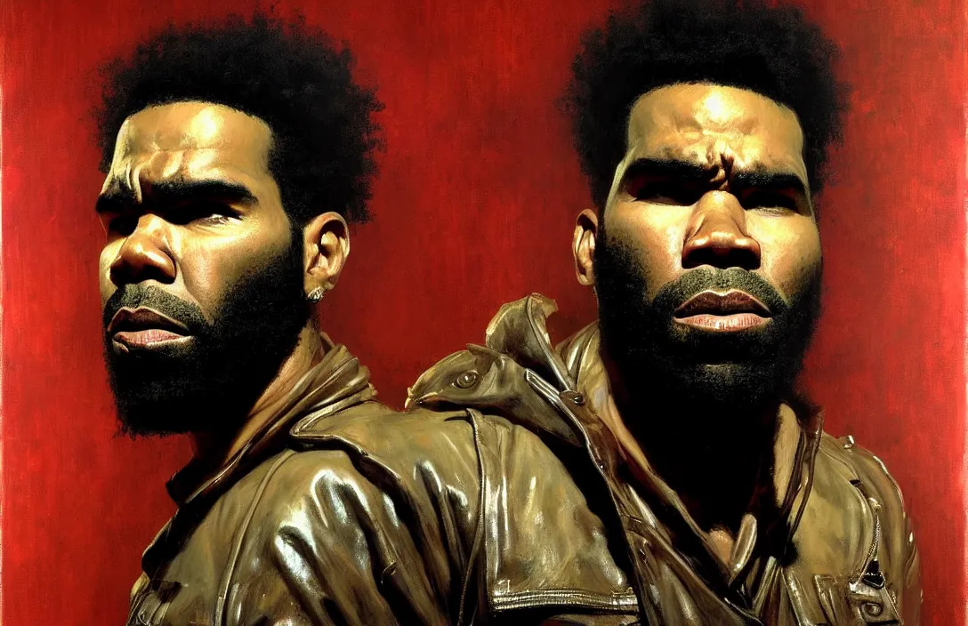 Image similar to portrait of pharoahe monch!!!!!!!!!!!!!!!!!!!!!!!!!!!, detailed face, detailed painting,, epic lighting, by ilya repin, phil hale and kent williams