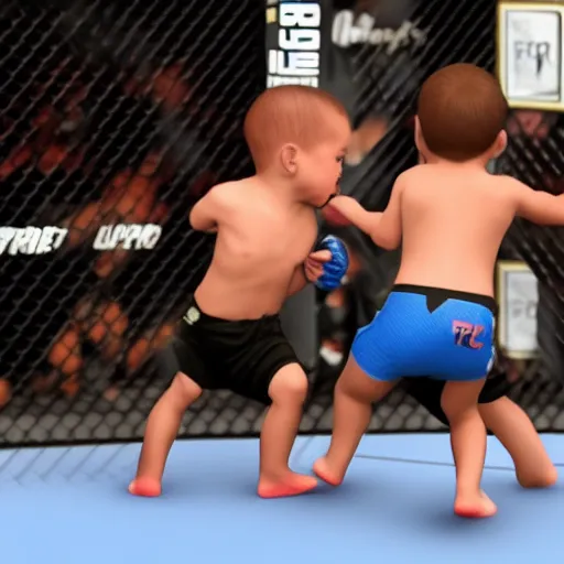 Prompt: Babies fighting each other in the UFC