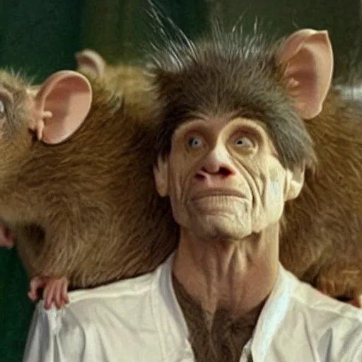 Image similar to william dafoe as an anthropomorphic singing rat