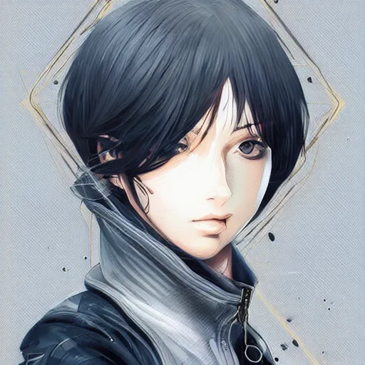 Prompt: by kyoto animation, techwear occultist, chaos magick, leviathan cross, androgynous, beautiful, detailed symmetrical close up portrait looking like ryan reynolds, intricate complexity, in the style of artgerm and ilya kuvshinov, cel shaded