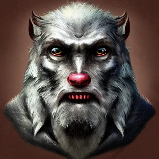 Prompt: “a fantasy digital portrait of an old man, werewolf”