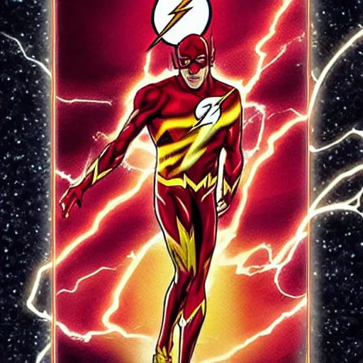 Image similar to cover art of the flash as a tarot card