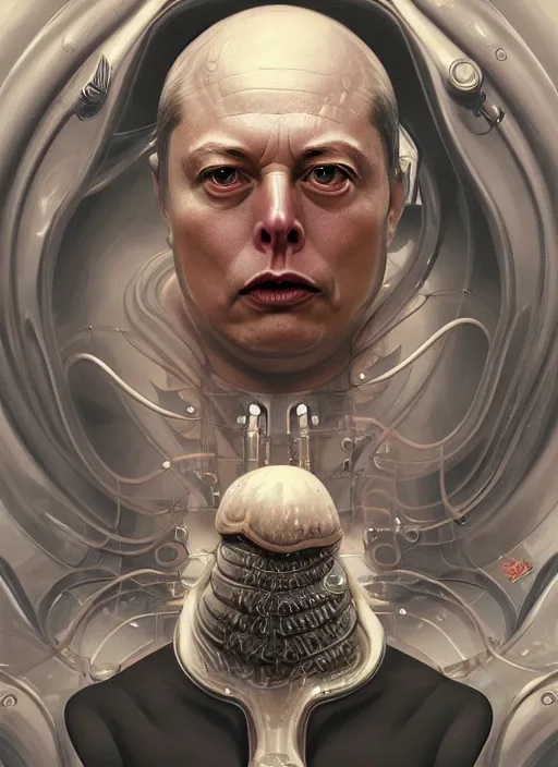 Prompt: slimy mollusk as elon musk, anthropomorphic character, drool, concept art, intricate, elegant, highly detailed, digital painting, artstation, wallpaper, smooth, sharp focus, illustration, art by h. r. giger and artgerm and greg rutkowski and alphonse mucha