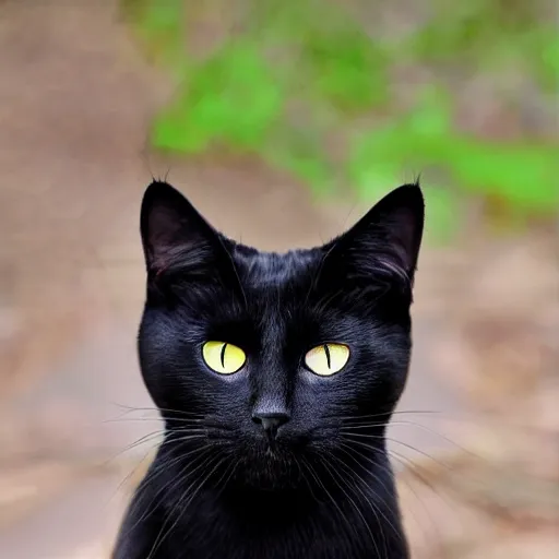 Prompt: smiling black cat with yellow eyes by saki hasemi