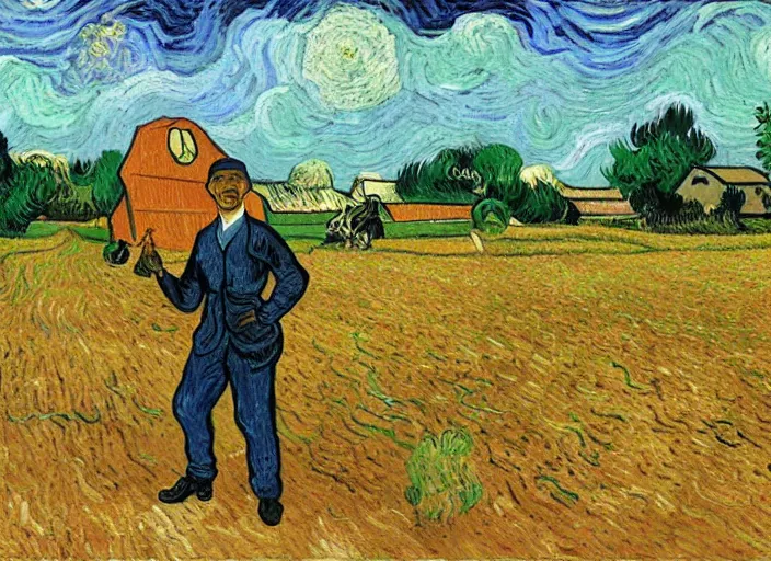 Prompt: painting of obama as a farmer, by vincent van gogh