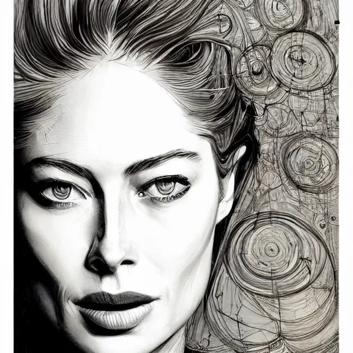 Image similar to a realistic yet sketched doutzen kroes, trending on artstation, by archan nair and marlene duma, intricate details, in the style of frank auerbach, in the style of sergio aragones, in the style of martin ansin, in the style of david aja, in the style of mattias adolfsson