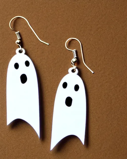 Image similar to cute funny ghost, 2 d lasercut earrings, retro minimalistic clean, concept art, trending on artstation, trending on deviantart