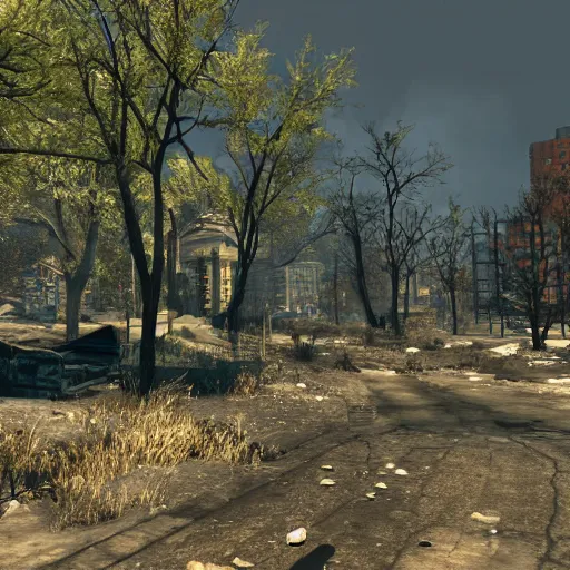 Image similar to central park, new york city in ruins post - nuclear war in fallout 4, in game screenshot