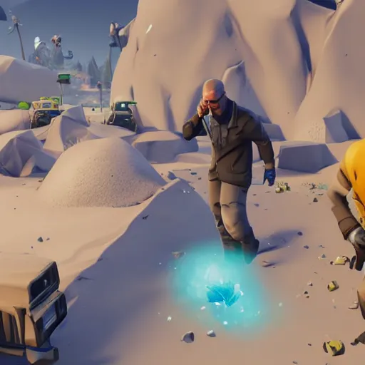 Image similar to walter white in fortnite gameplay by greg rutkowski