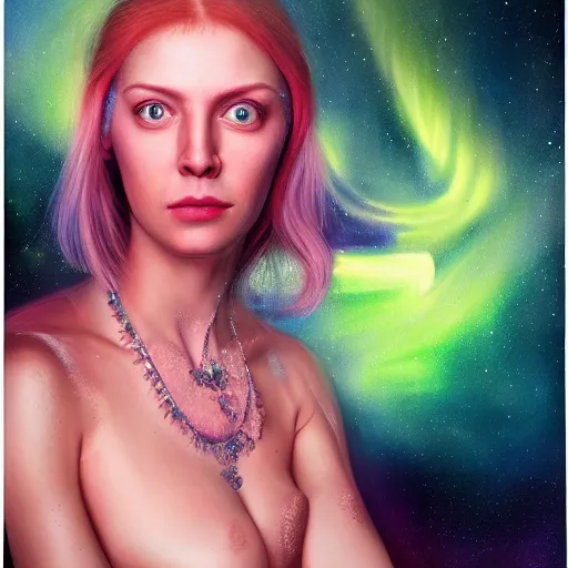 Image similar to hyper - realistic portrait of aurora asknes, 8 k, photo, art by david lachapelle