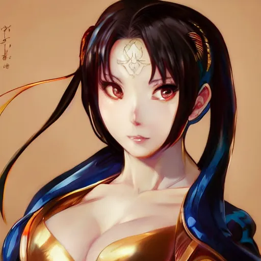 Prompt: A semi realistic anime portrait of Chun li, by Stanley Artgerm Lau, WLOP, Rossdraws, James Jean, Andrei Riabovitchev, Marc Simonetti, and Sakimichan, tranding on artstation, SFW version