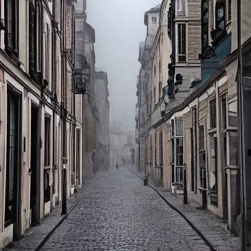Prompt: Gloomy 19th century european city