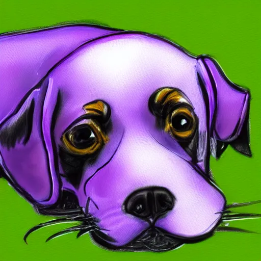 Prompt: A cute purple dog, photorealistic