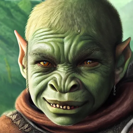 Image similar to a detailed portrait of a child orc boy, fantasy art illustration, incredibly highly detailed and realistic, 8 k, sharp focus