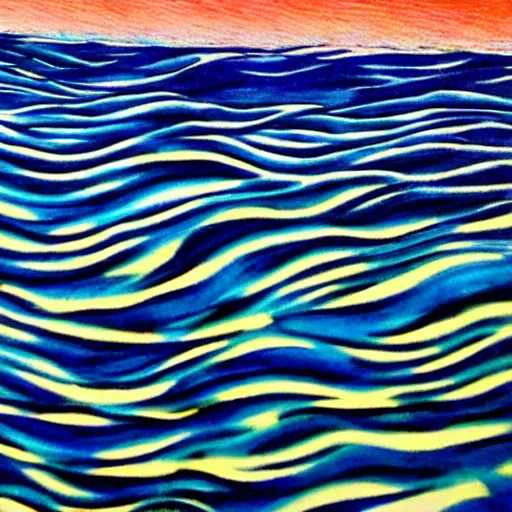 Prompt: an ocean wave made of fish, bright daylight