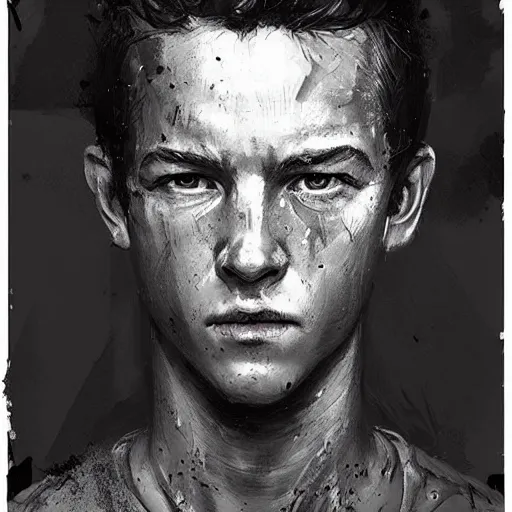 Image similar to portrait of a man by greg rutkowski, tye sheridan as a colonial marine, from aliens franchise, he is about 2 0 years old, military composure, highly detailed portrait, digital painting, artstation, concept art, smooth, sharp foccus ilustration, artstation hq