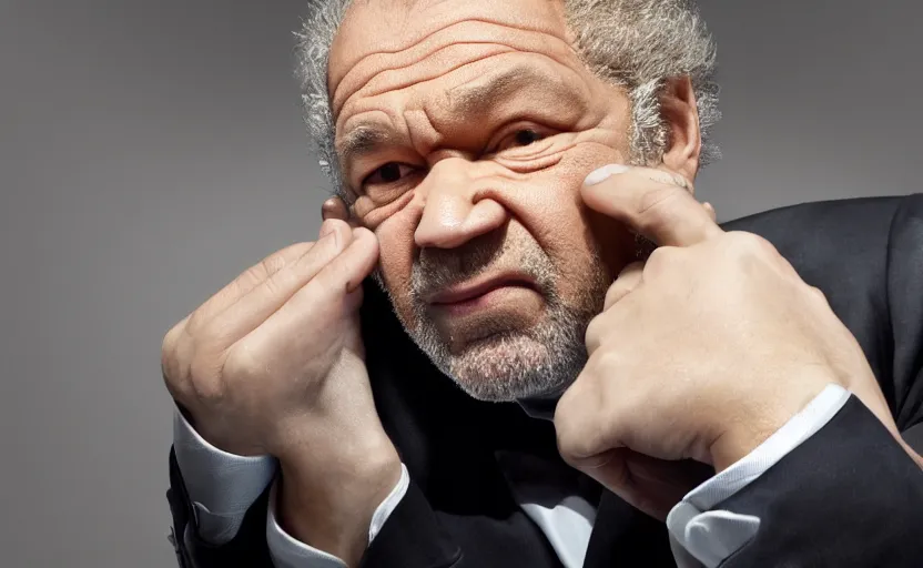 Prompt: alan sugar farting into someones hand, dream sequence. the apprentice, hyperdetailed, 8 k