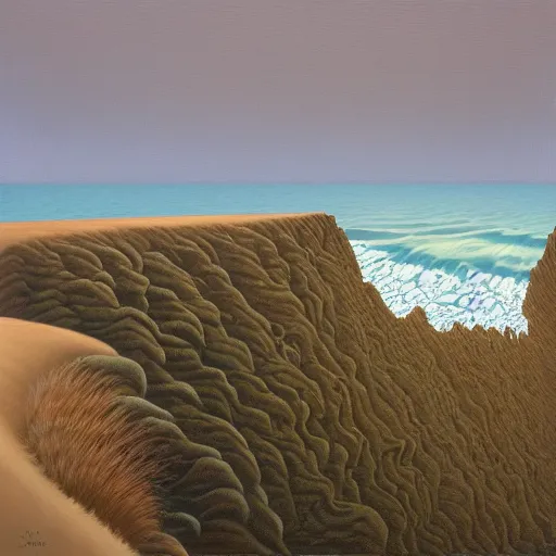 Image similar to a gust of national seashore sea air pushed open the door by jeffrey smith, oil on canvas