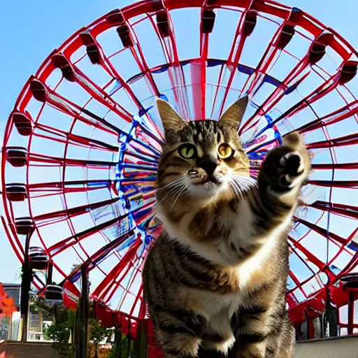 Image similar to cat made out of ferris wheels