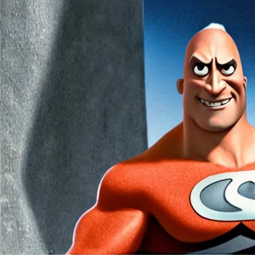 Image similar to Syndrome from the Incredibles, played by Dwayne Johnson Dwayne Johnson Dwayne Johnson