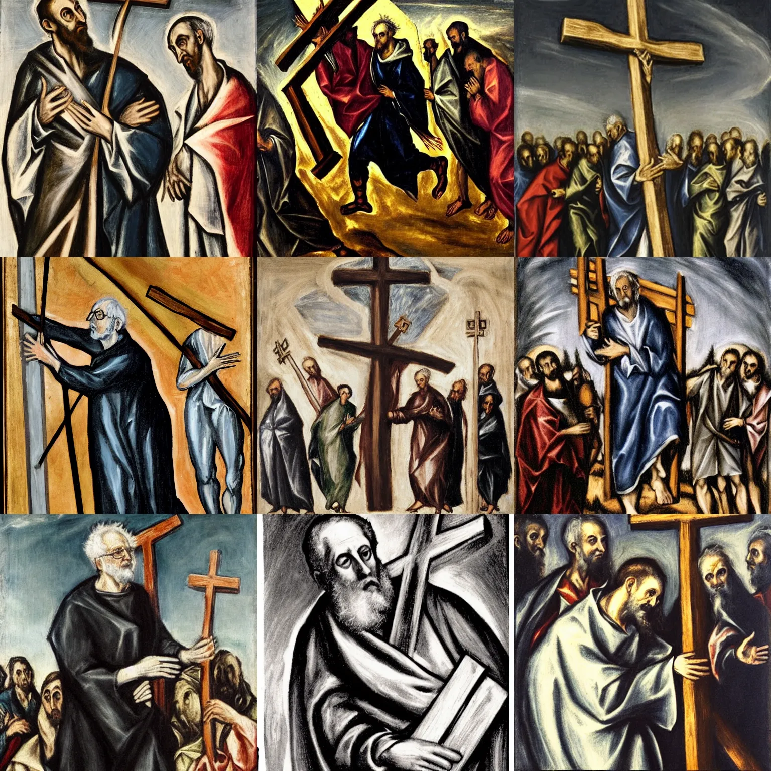 Image similar to bernie sanders carrying a cross, el greco, mannerism, dramatic lighting