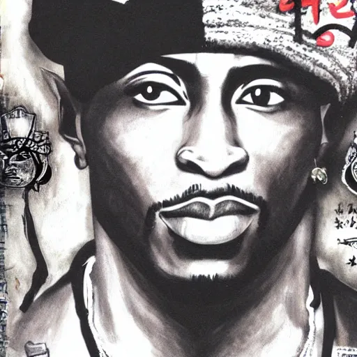 Image similar to Tupac Shakur, screenshot from a 2012s anime