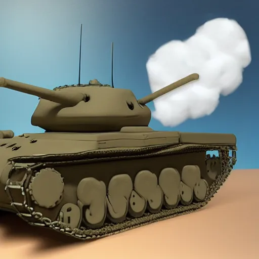 Prompt: a ultra realistic tank made of cotton candy