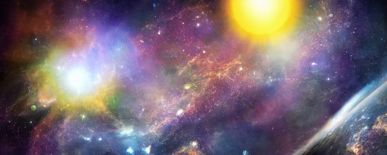 Image similar to a sun in another galaxy in the process of going supernova, up close, hyper realistic, rendering, futuristic, in space