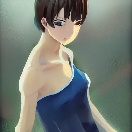 Image similar to a high detail portrait of high school girl by makoto sinkai, in simple background, by CLIP STADIO