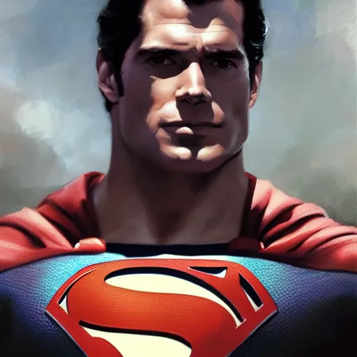 Prompt: Henry Cavill dessing up as Superman, closeup character art by Donato Giancola, Craig Mullins, digital art, trending on artstation - n 9