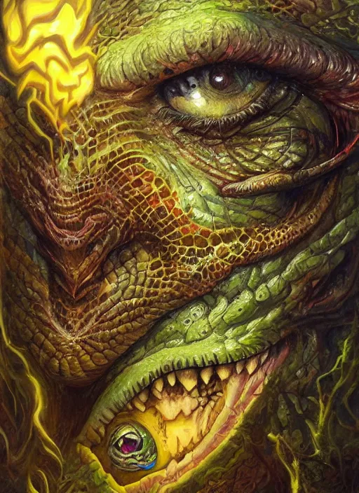 Image similar to bart simpson reptile eyes, shamanic poster lsd art, intricate, elegant, highly detailed, centered, digital painting, artstation, concept art, smooth, sharp focus, illustration, artgerm, tomasz alen kopera, peter mohrbacher, donato giancola, joseph christian leyendecker, wlop, frank frazetta