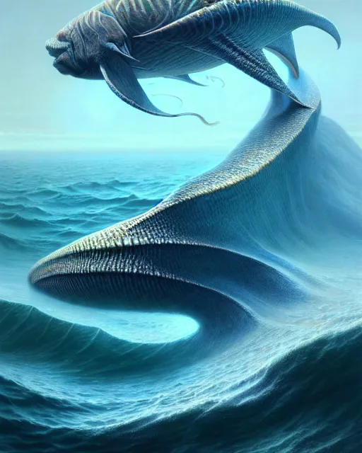 Prompt: a hyper - detailed 3 d render of aquatic animals of the cresting waves, surrealism!!!!! surreal concept art, lifelike, photorealistic, digital painting, aesthetic, smooth, sharp focus, artstation hd, by greg rutkowski, bruce pennington, valentina remenar and asher duran,