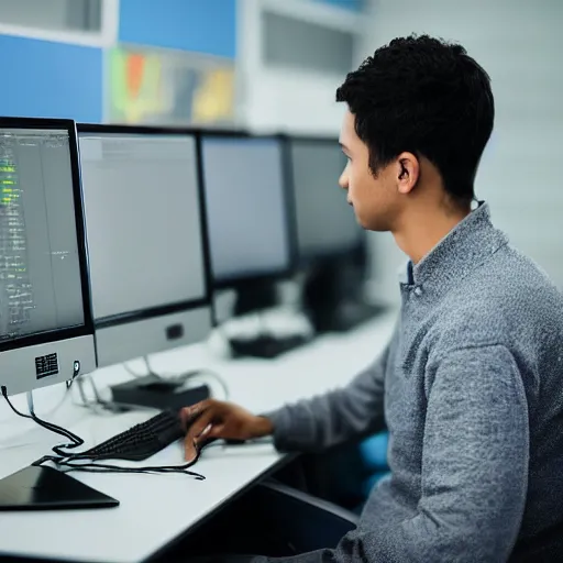 Prompt: “a computer science student sitting in a programming lab, photogenic, hd, 4K”