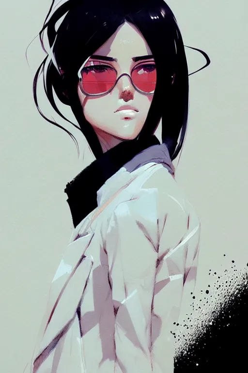 Image similar to a ultradetailed painting of a stylish woman wearing a white jacket with black skirt, by conrad roset, greg rutkowski and makoto shinkai trending on artstation