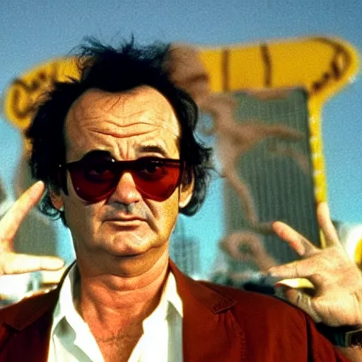 Image similar to bill murray in fear and loathing in las vegas, movie still, promotional shot